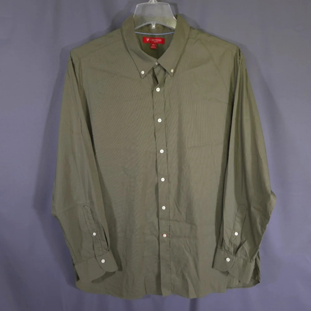 Cremieux Slimfit Button Down Shirt Men's Size XXL Green Lightweight Stretch